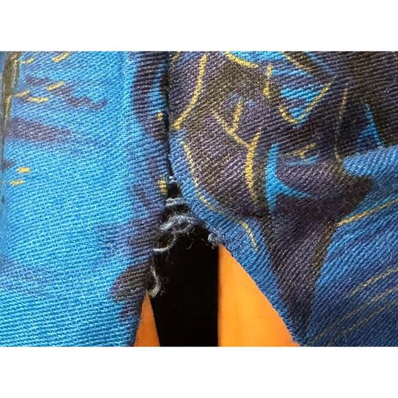 Hawaiiana Modes Honolulu XS VTG Dress Blue Gold Palm Tree Hawaiian Print Resort - Picture 9 of 9